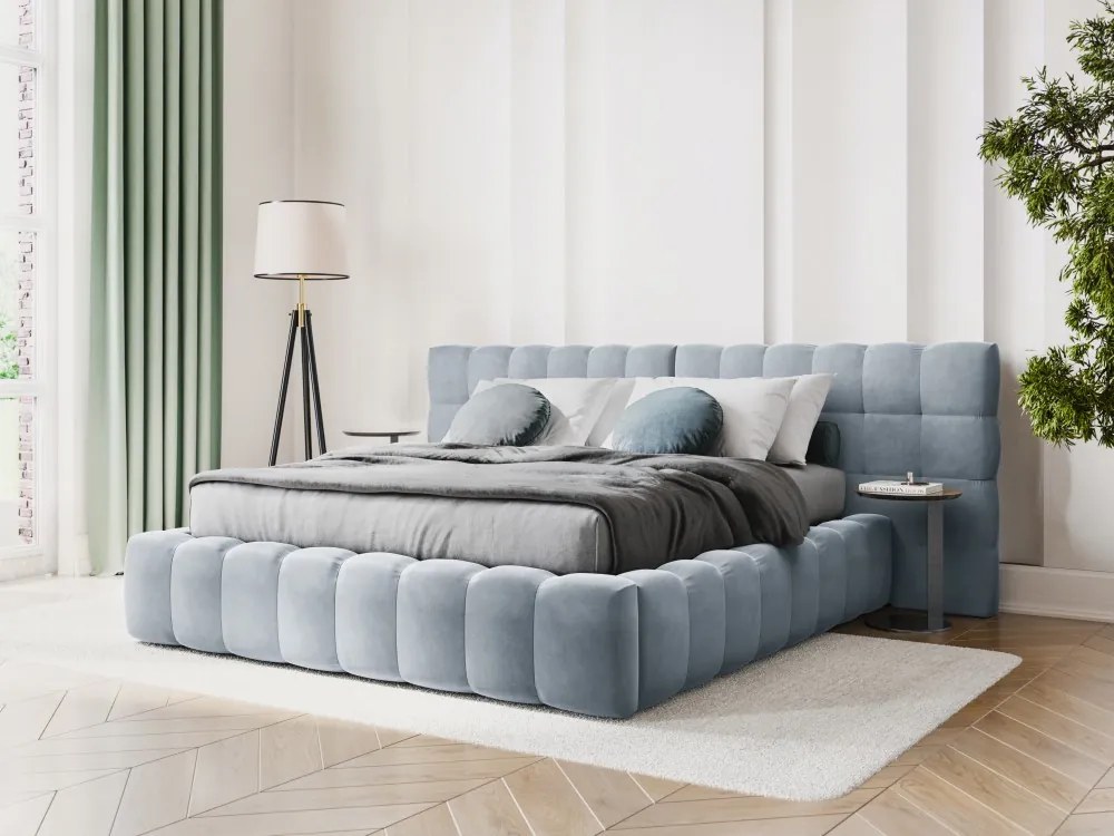 Pat tapitat catifea Bali T albastru deschis – 200×200 cm