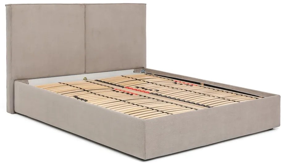 Pat matrimonial taupe tapițat cu spațiu de depozitare cu somieră 180x200 cm Thessa Bold – Bonami Selection