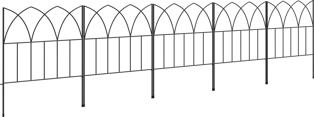 Outsunny Lot de 5 panouri de gard de grădină decorative din metal, bordură de grădină, pat de flori - dim. 205 x 45,5 cm | Aosom Romania