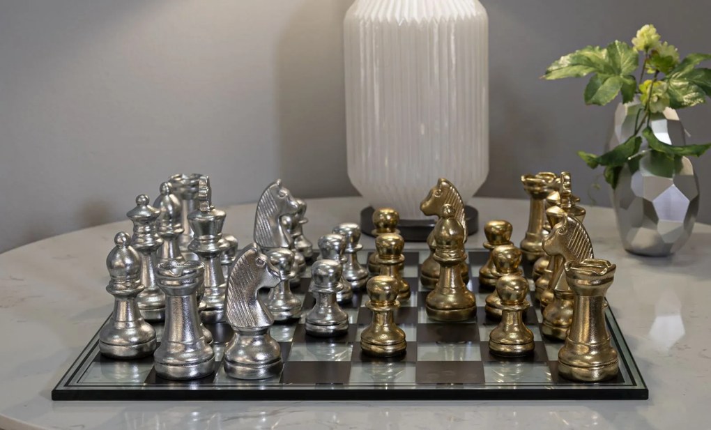 Mauro Ferretti Set Tabla De Sah Negru/Alb Cm 50,5X50,5X12 | Aosom Romania