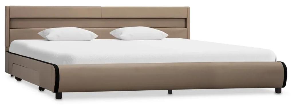 284989 vidaXL Cadru de pat cu LED, cappuccino, 180 x 200 cm, piele ecologică