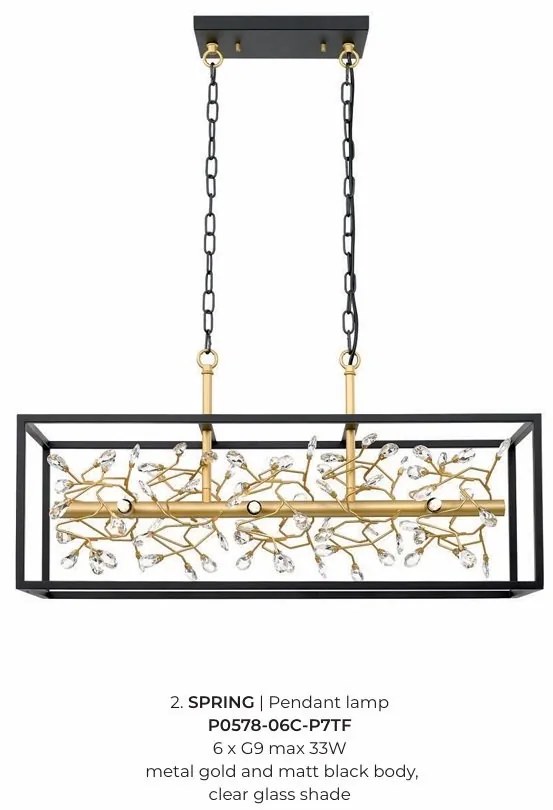 Lustra eleganta design modern Spring auriu, negru