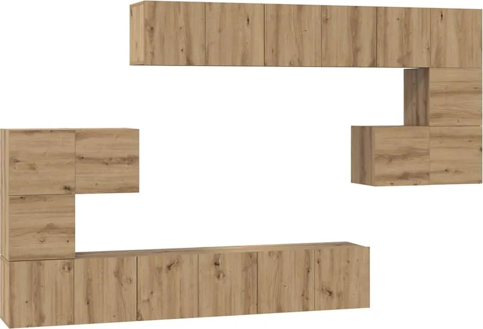 vidaXL Set comodă TV Pe perete 10 pcs Stejar Artizanal Lemn compozit
