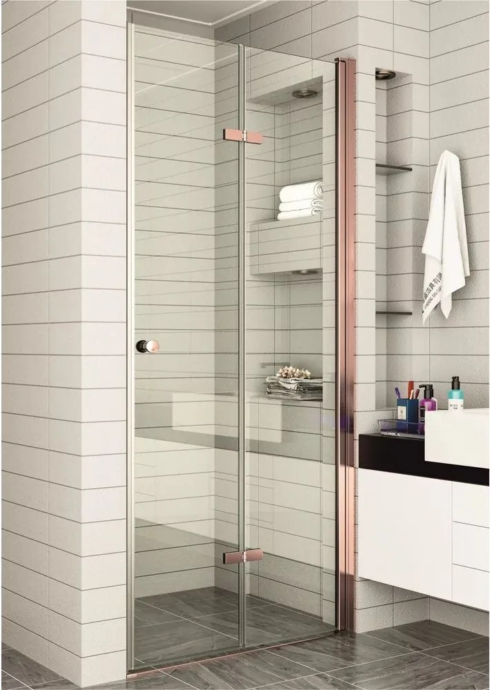 Usa de nisa pliabila Inter Ceramic 100 cm sticla transparenta 6 mm profil rose gold lucios