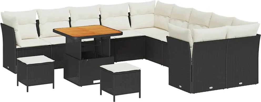 vidaXL Set de canapele pentru grădină 13 pcs Negru poliratan