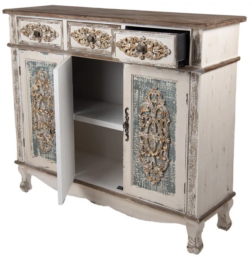 Comoda natur, din lemn masiv, aspect vintage, Eloise