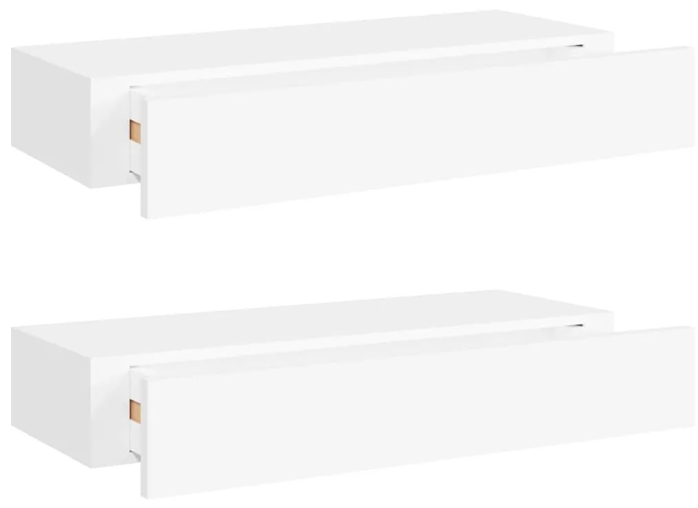 330256 vidaXL Dulapuri de perete cu sertare 2 buc. alb, 60x23,5x10 cm MDF