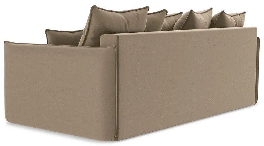 Canapea maro deschis extensibilă/cu spațiu de depozitare cu tapițerie din catifea 225 cm Hula – Makamii