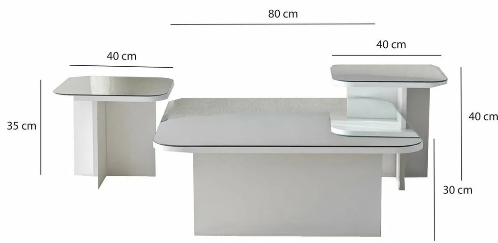 Set de măsuțe de cafea Jazz White