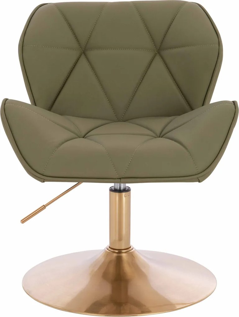 HR111N Scaun Khaki Piele Ecologica Premium Soft cu Bază Aurie