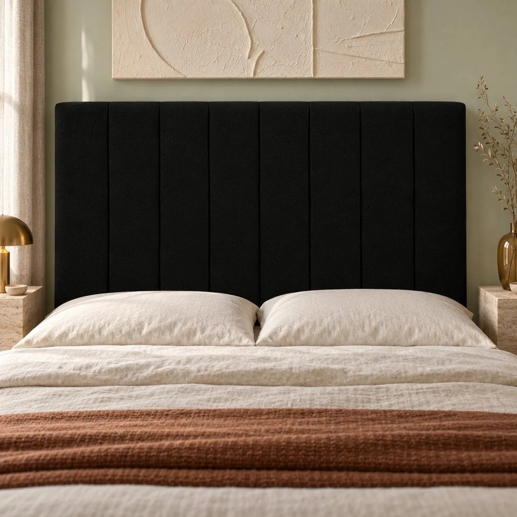 Pat boxspring din catifea Novella cu ladă 140×200 cm, negru