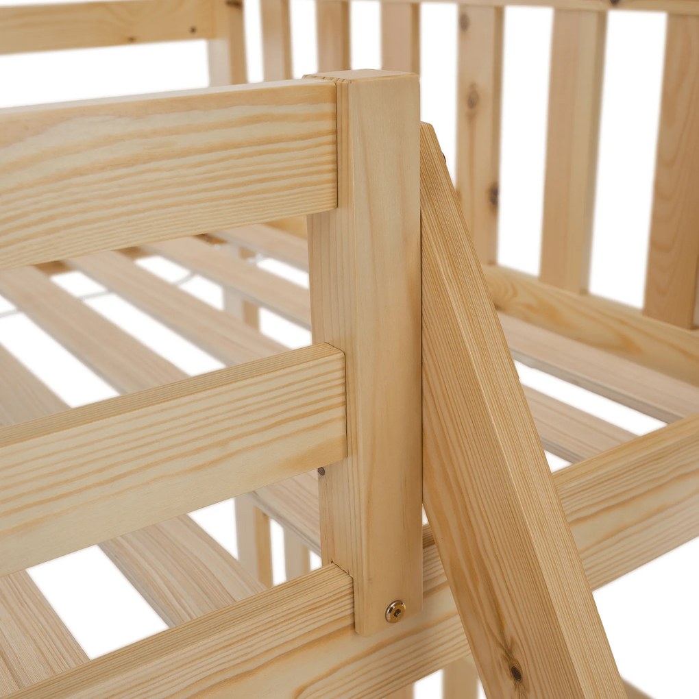 Patul supraetajat se poate descompune, pin natural, LUINI