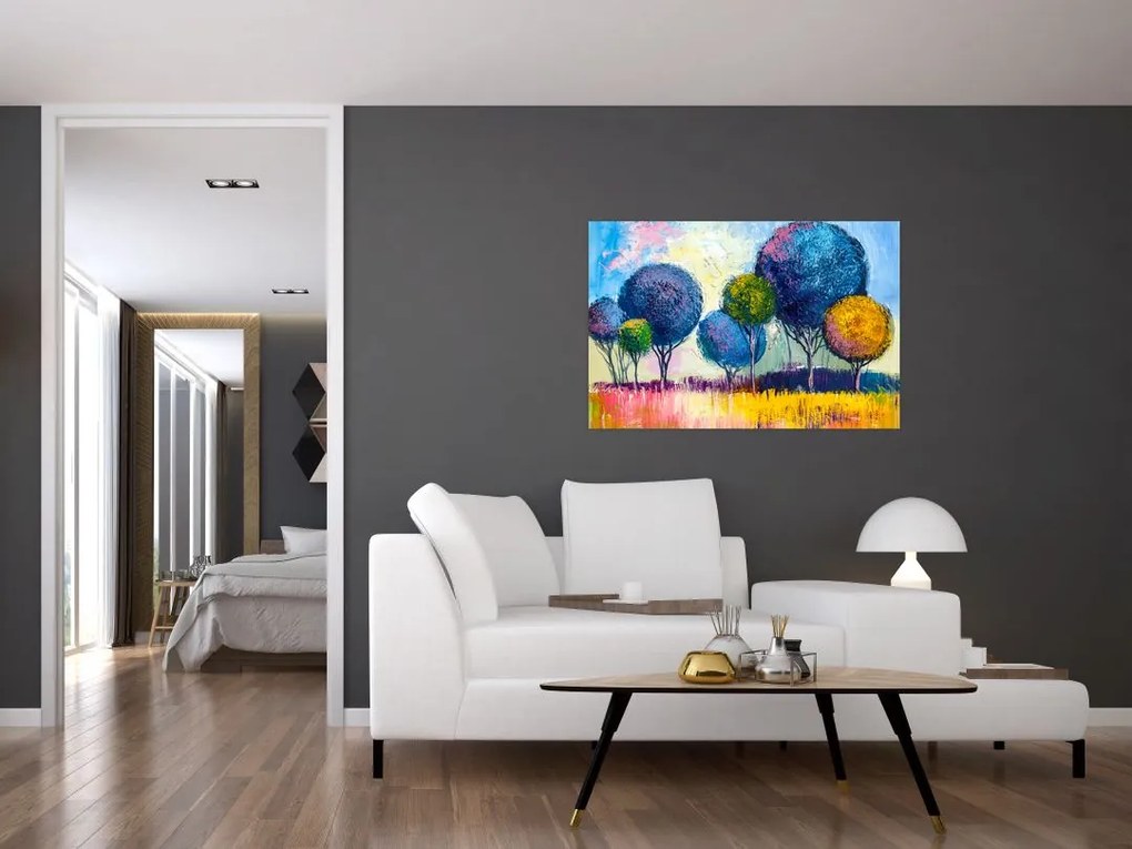 Tablou - Copaci, pictură în ulei (90x60 cm)