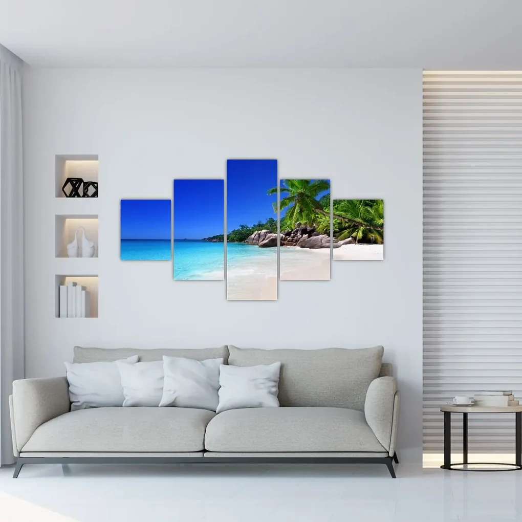 Tablou cu  plaja pe insula Praslin (125x70 cm), în 40 de alte dimensiuni noi