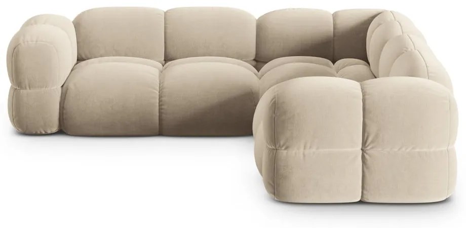 Colțar bej cu tapițerie din catifea Loretto – Cosmopolitan Design