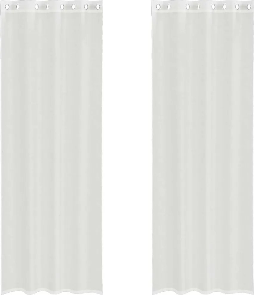 vidaXL Perdele Voile cu Oeje 2 buc Alb