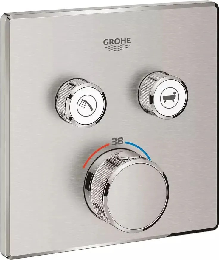 Baterie cada - dus incastrata Grohe Grohtherm SmartControl crom periat Supersteel fara corp ingropat