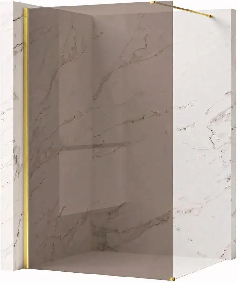 Paravan de dus fumuriu Rea Flexi Brown 90 cm auriu