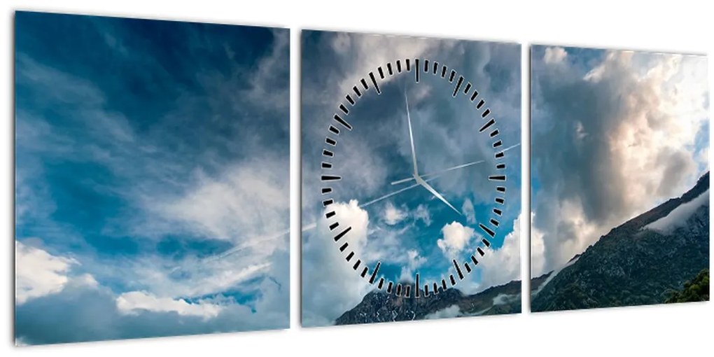 Tablou cu munții (cu ceas) (90x30 cm)