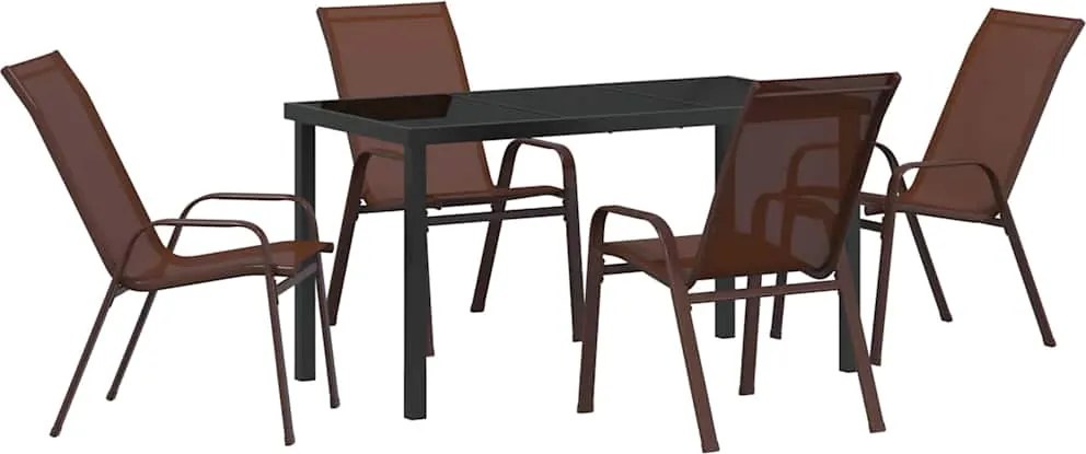 vidaXL Set de masă pentru grădină 5 pcs Maro și negru