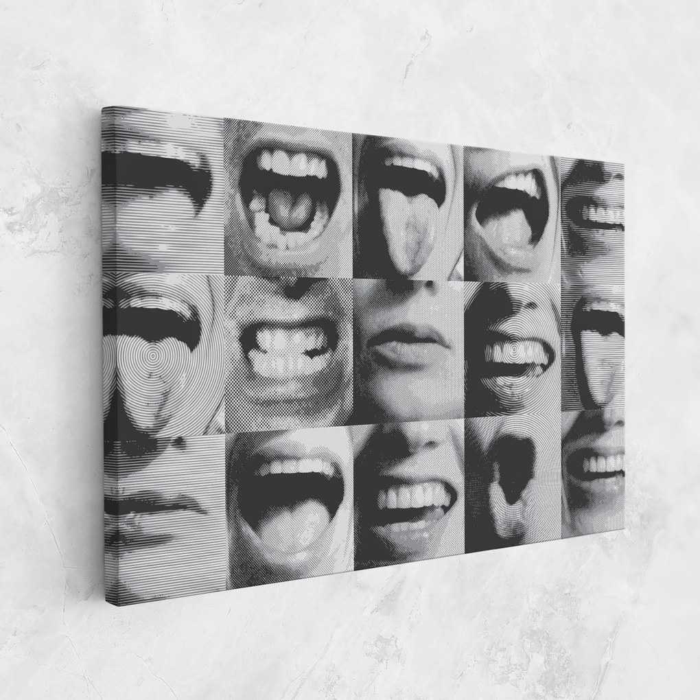 Tablou Canvas, 70x100cm, Dormitor si Living, Moderne, Colaje, Grey Mouth Collage