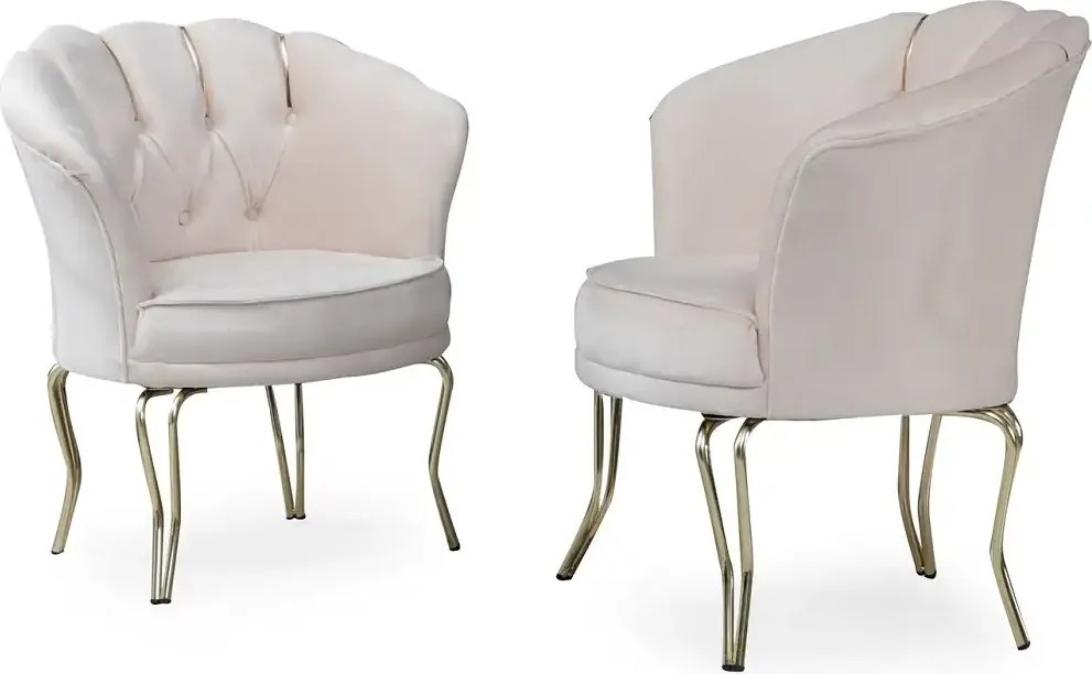 Fotoliu VIiena, scaun,bej-auriu, picioare  metal auriu, Homs