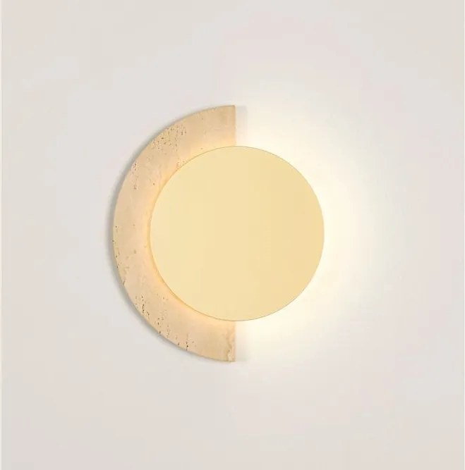 Aplica de perete LED metal auriu si travertin MOLLI 21cm