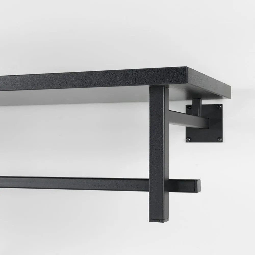 Cuier de perete negru cu raft din metal 76 cm Simplon – Spinder Design