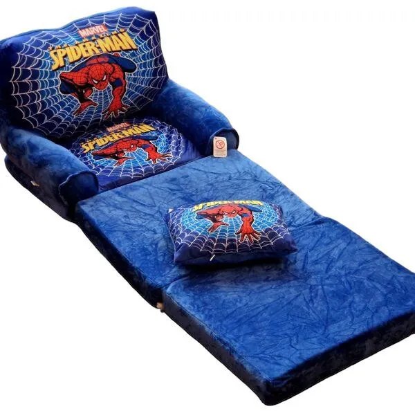 Fotoliu din plus extensibil in 3 pliuri, Spider-Man, 120 cm, Albastru - FPE-32