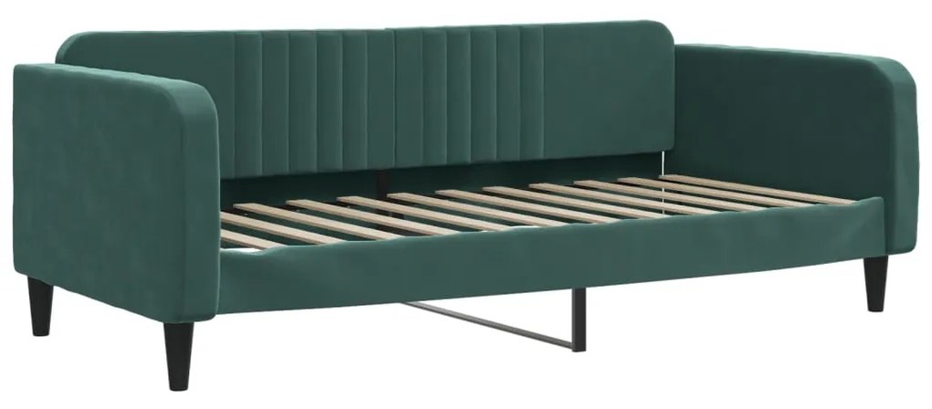 354095 vidaXL Cadru de pat, verde închis, 100x200 cm, catifea