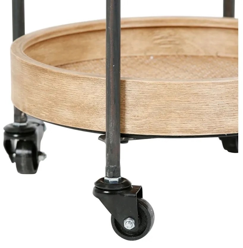 Raft organizator cu roti, din metal si MDF, 2 rafturi, Trolley