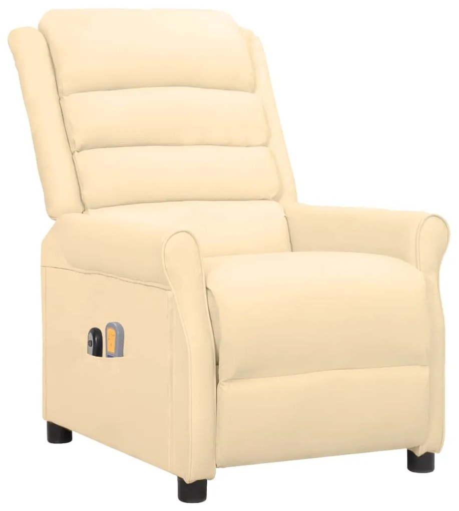 3098474 vidaXL Fotoliu de masaj electric rabatabil, crem, piele ecologică