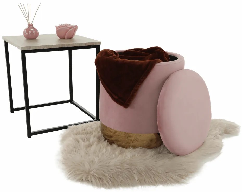 Taburet, catifea Velvet gri maroniu TAUPE/crom auriu, ANIZA Taburet, catifea Velvet roz/crom auriu, ANIZA