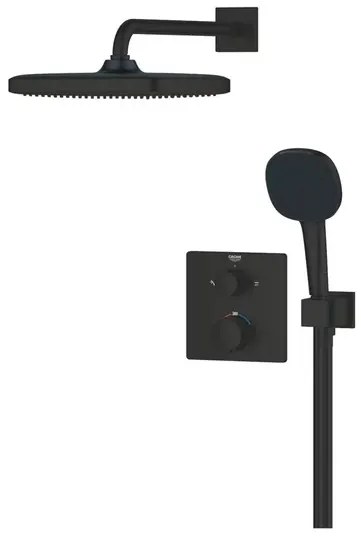 Sistem de dus incastrat Grohe Precision cu palarie patrata Vitalio Comfort 250 negru mat