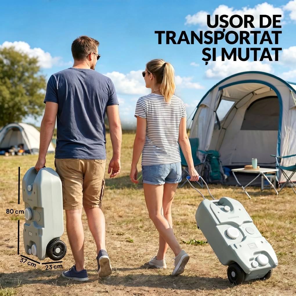 Rezervor Outsunny 40L Camping Robinet Roți | Aosom Romania