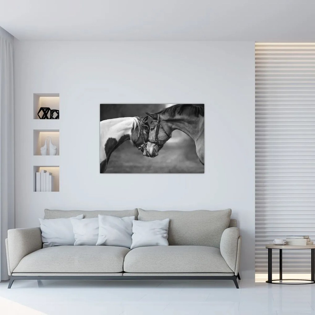 Tablou - Cai îndrăgostiți,alb-negru (90x60 cm)