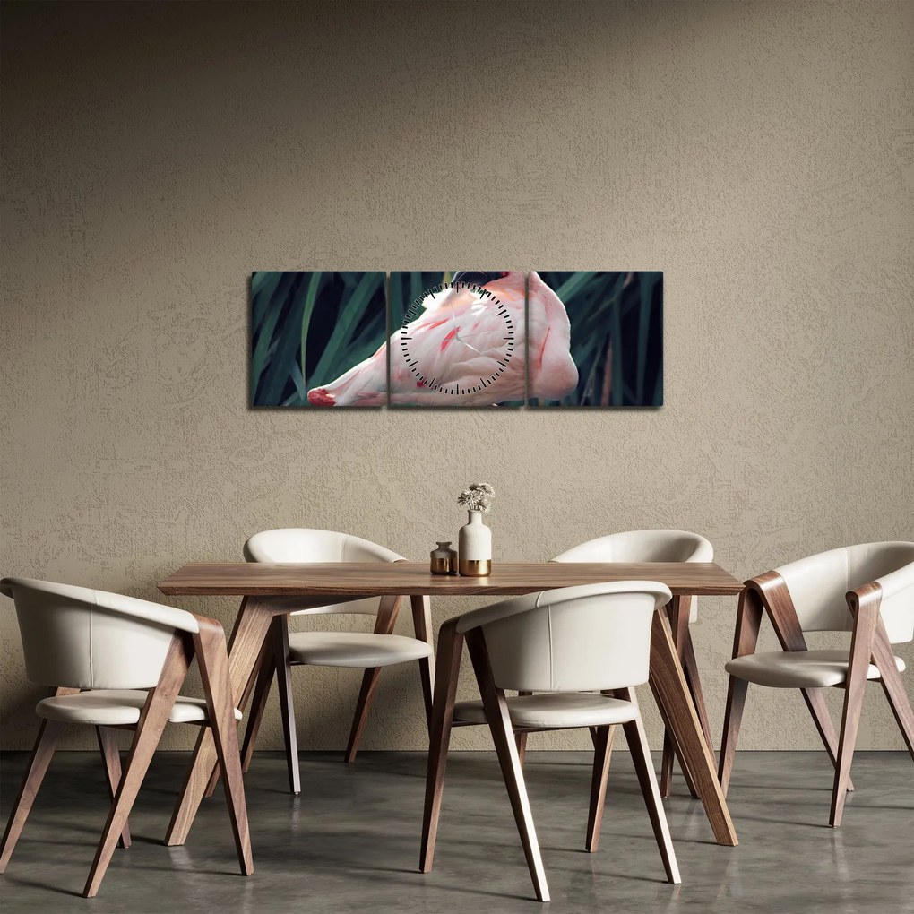 Tablou - Pasărea Flamengo (cu ceas) (90x30 cm)