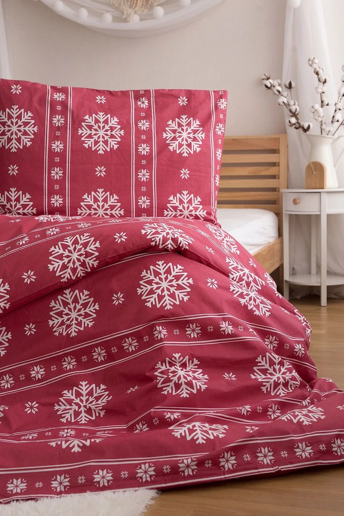 Lenjerie de pat din bumbac FROST DREAM, rosu Dimensiune lenjerie de pat: 70 x 90 cm | 140 x 200 cm