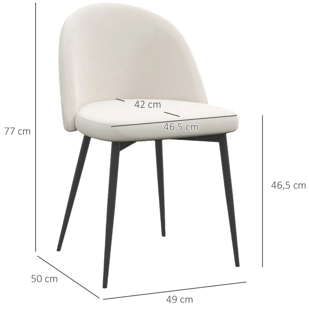 HOMCOM Lot de 2 scaune de masă scaun de bucătărie scandinav scaun din catifea tapițat cu picioare subțiri de metal | Aosom Romania