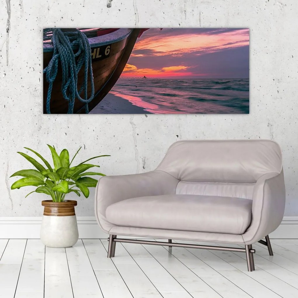 Tablou -Barcă la mal (120x50 cm)