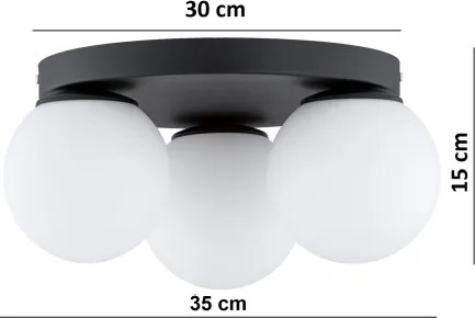 Brilagi - Plafonieră MILO 3xE27/60W/230V, diam. 35 cm, neagră