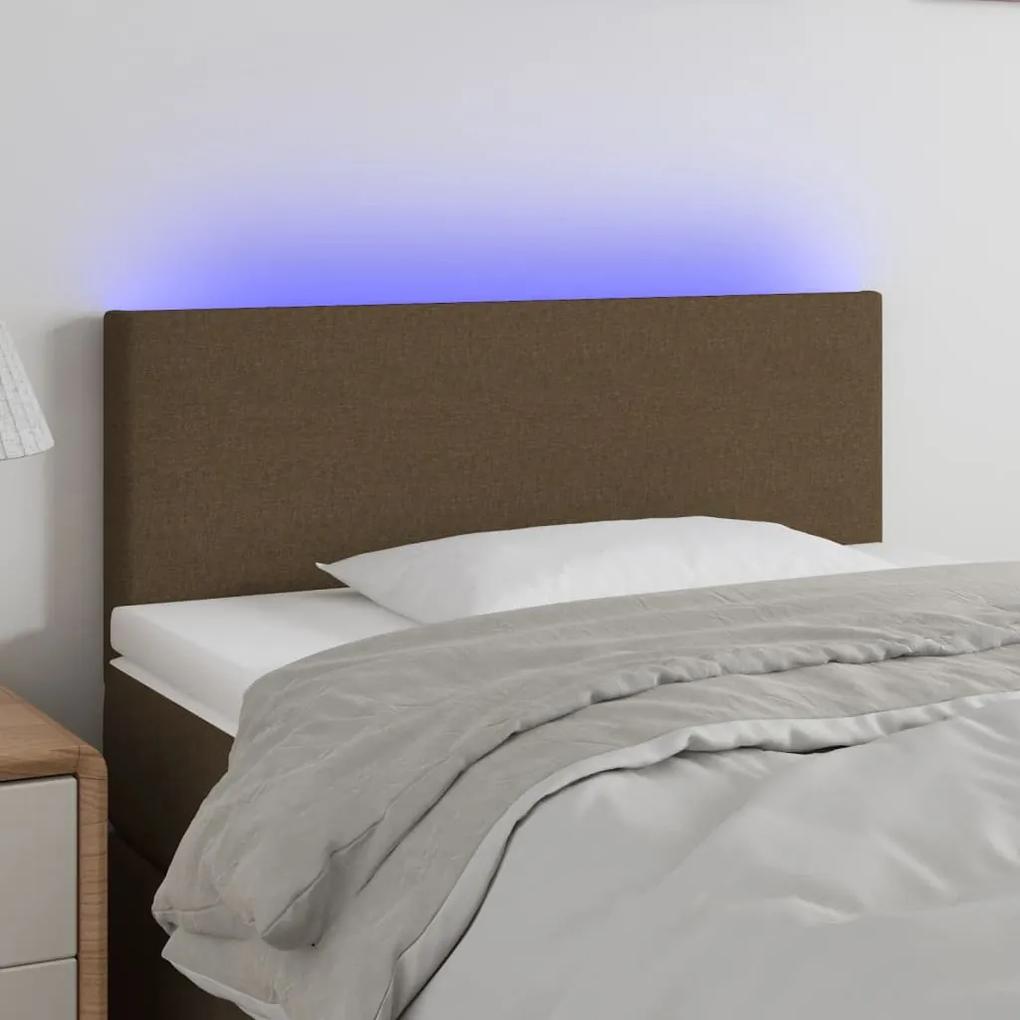 3121325 vidaXL Tăblie de pat cu LED, maro închis, 100x5x78/88 cm, textil