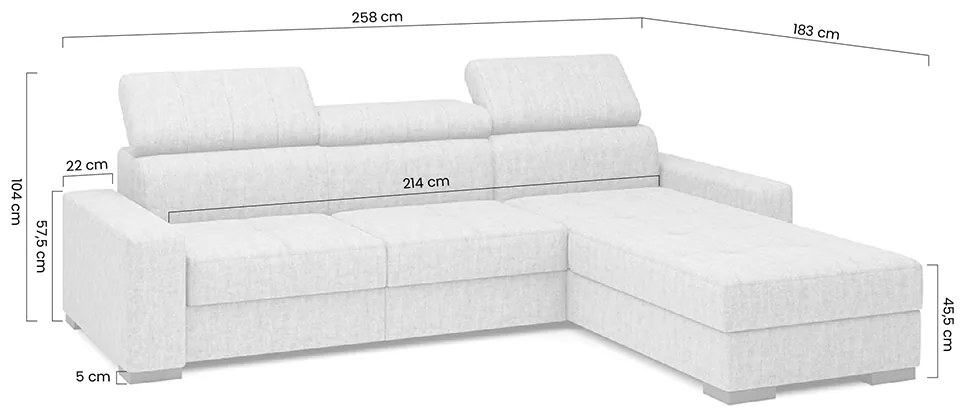 Colțar extensibil Modeno Mini universal - gri catifea ușor de curățat Zetta 304