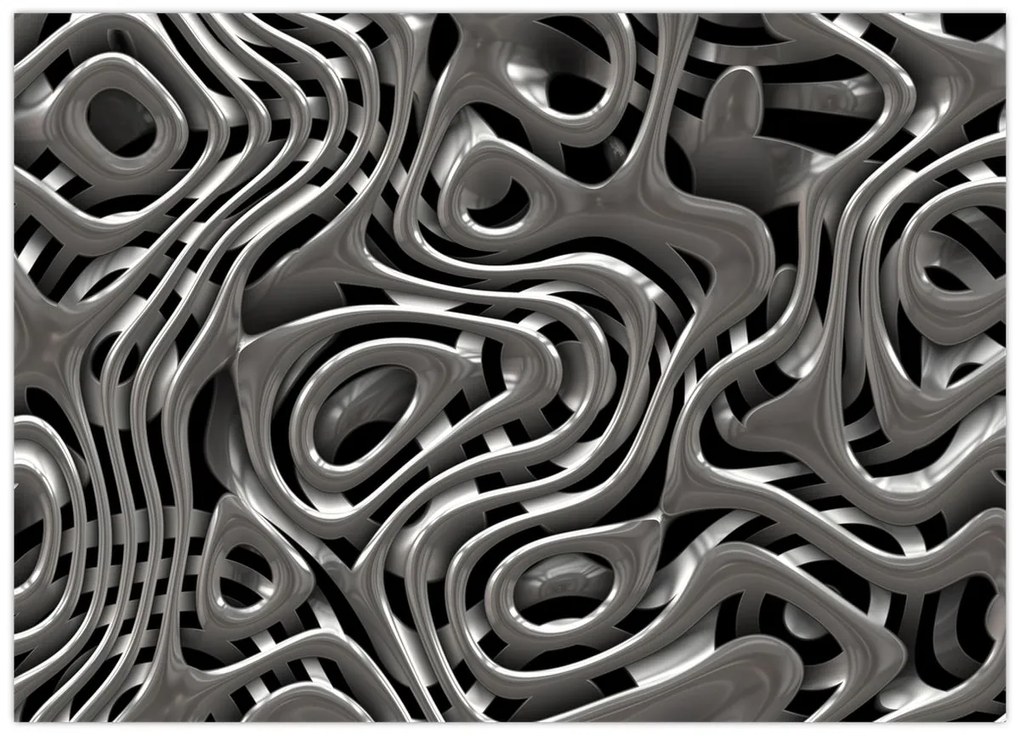Tablou pe sticlă - Abstractizare metalică (70x50 cm)