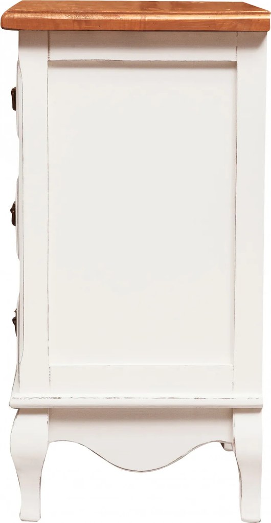 Noptiera, L45 36 H70 cm, alb antichizat natur, lemn masiv