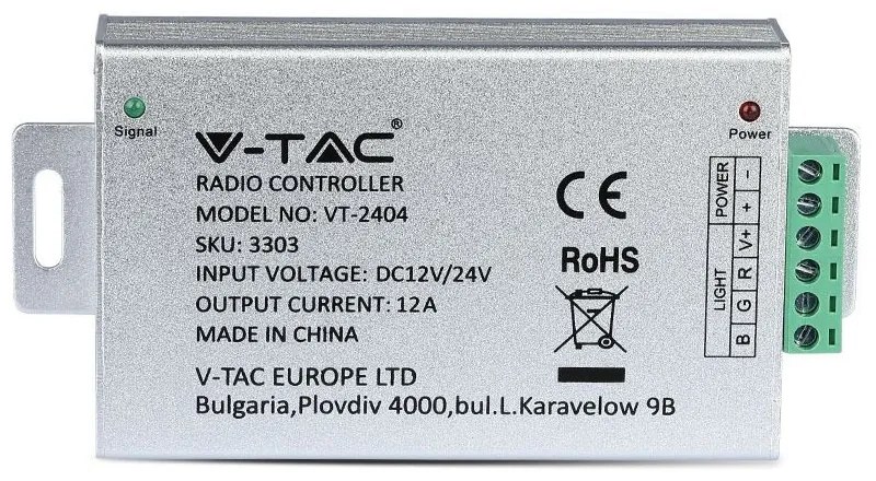 Controller banda LED RGB, 12-24V, 12A, V-TAC