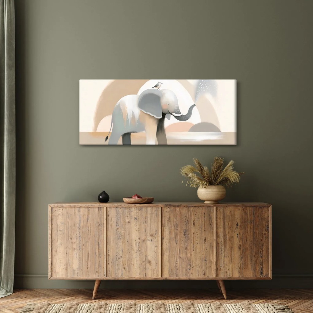 Tablou - Elefant în culori pastel (120x50 cm)