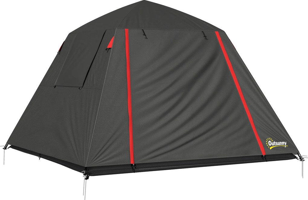 Outsunny Cort camping 2 persoane 3000 mm impermeabil & rezistent la vânt, cort cupolă cu 2 uși, 2 ferestre cu plasă, 2 ferestre laterale, husă de transport | Aosom Romania