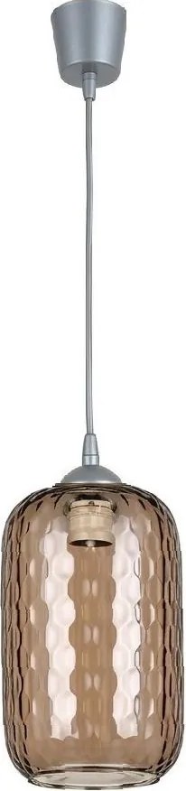 Brilagi -LED Lustră suspendată pe cablu R GLASS 1xE27/60W/230V diam. 14 cm argintiu/maro fumuriu