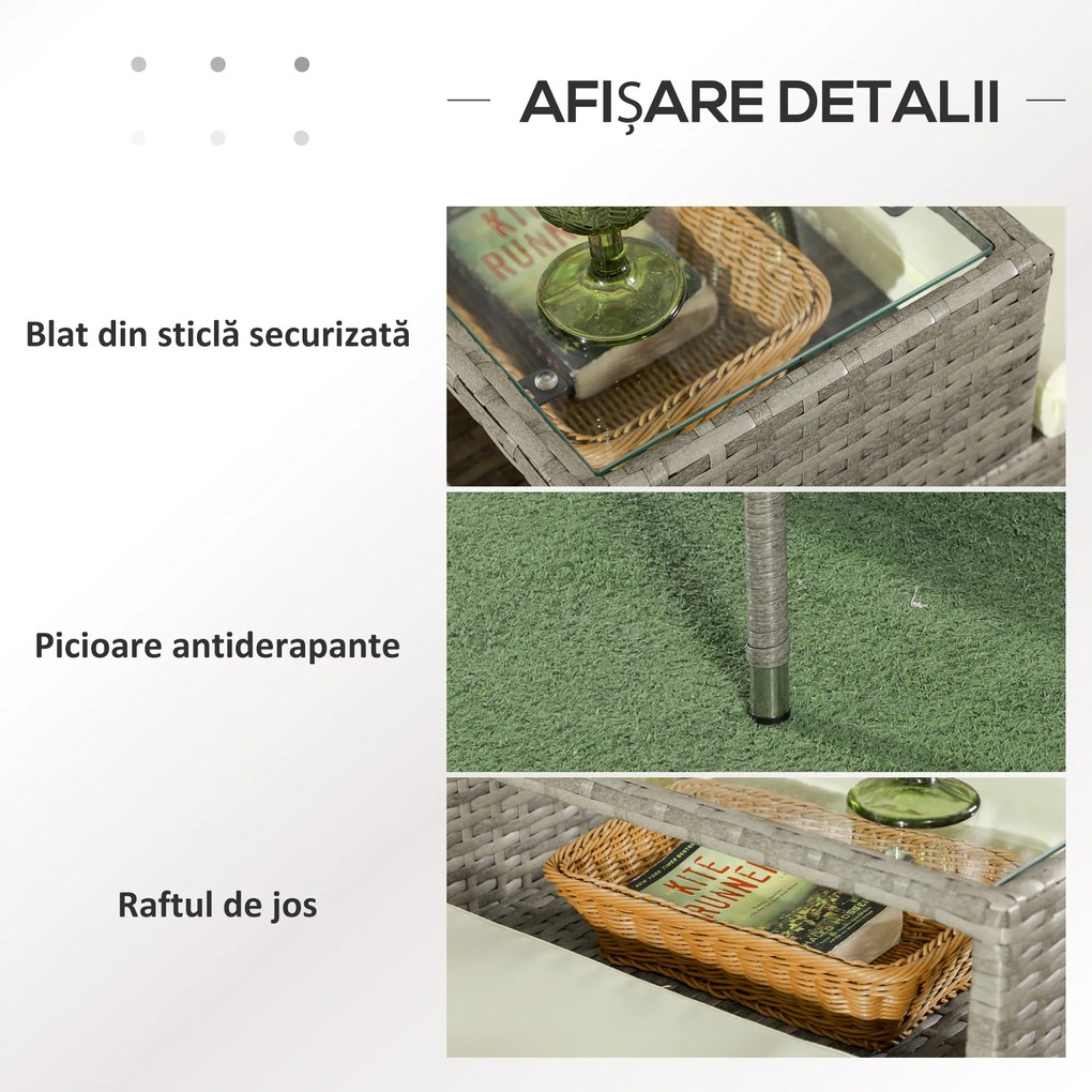 Outsunny Bancă din ratan pentru 2 persoane pentru grădină, scaun | Aosom Romania
